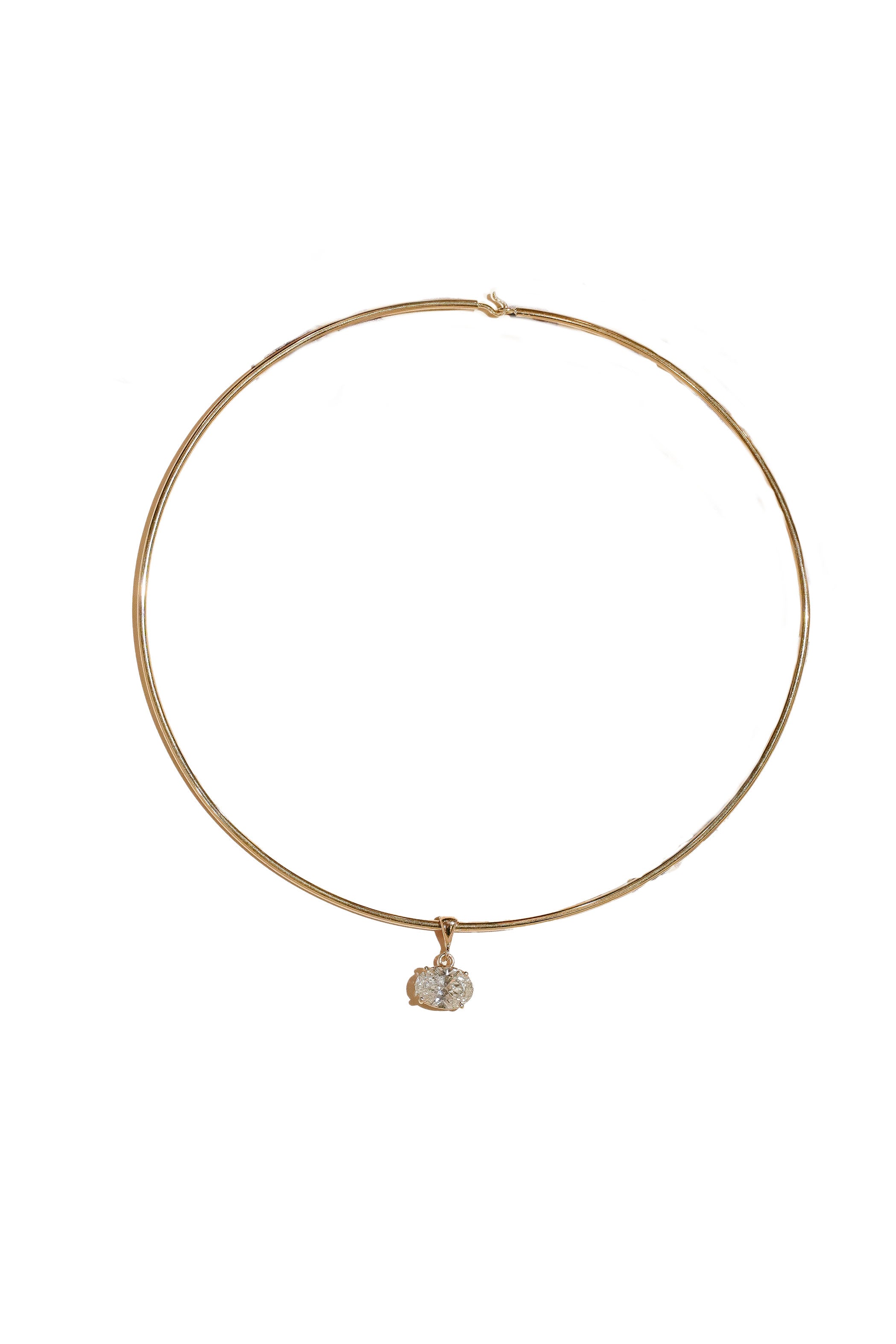 Rigid Gold Necklace + Oval Charm Main image